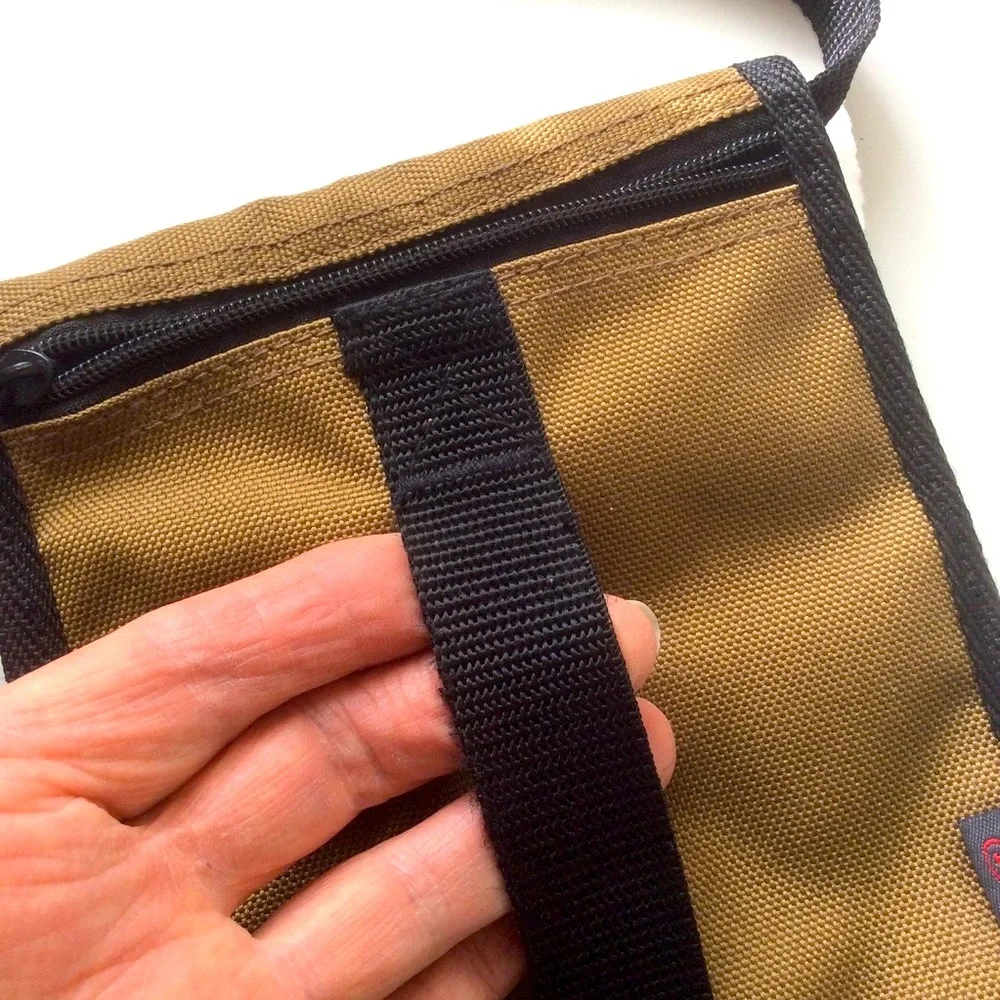 BASS Crossbody Canvas Travel Wallet Passport Large Document Compartment 7”x 6”